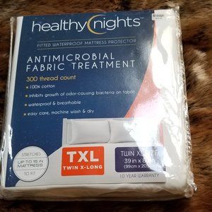 Healthy Nights Cotton Waterproof Twin XL Mattress Protector Antimicrobial
